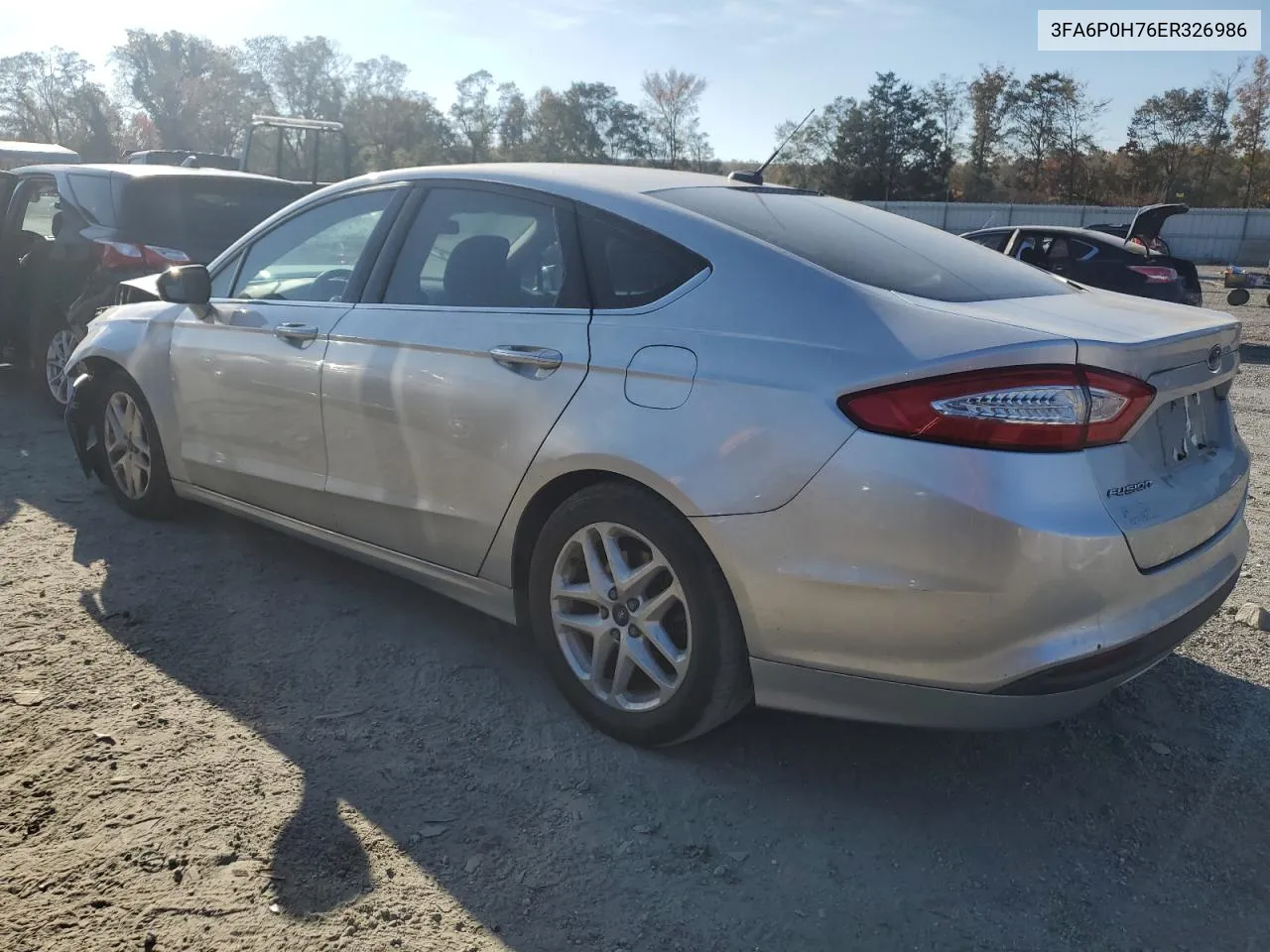 2014 Ford Fusion Se VIN: 3FA6P0H76ER326986 Lot: 78375314