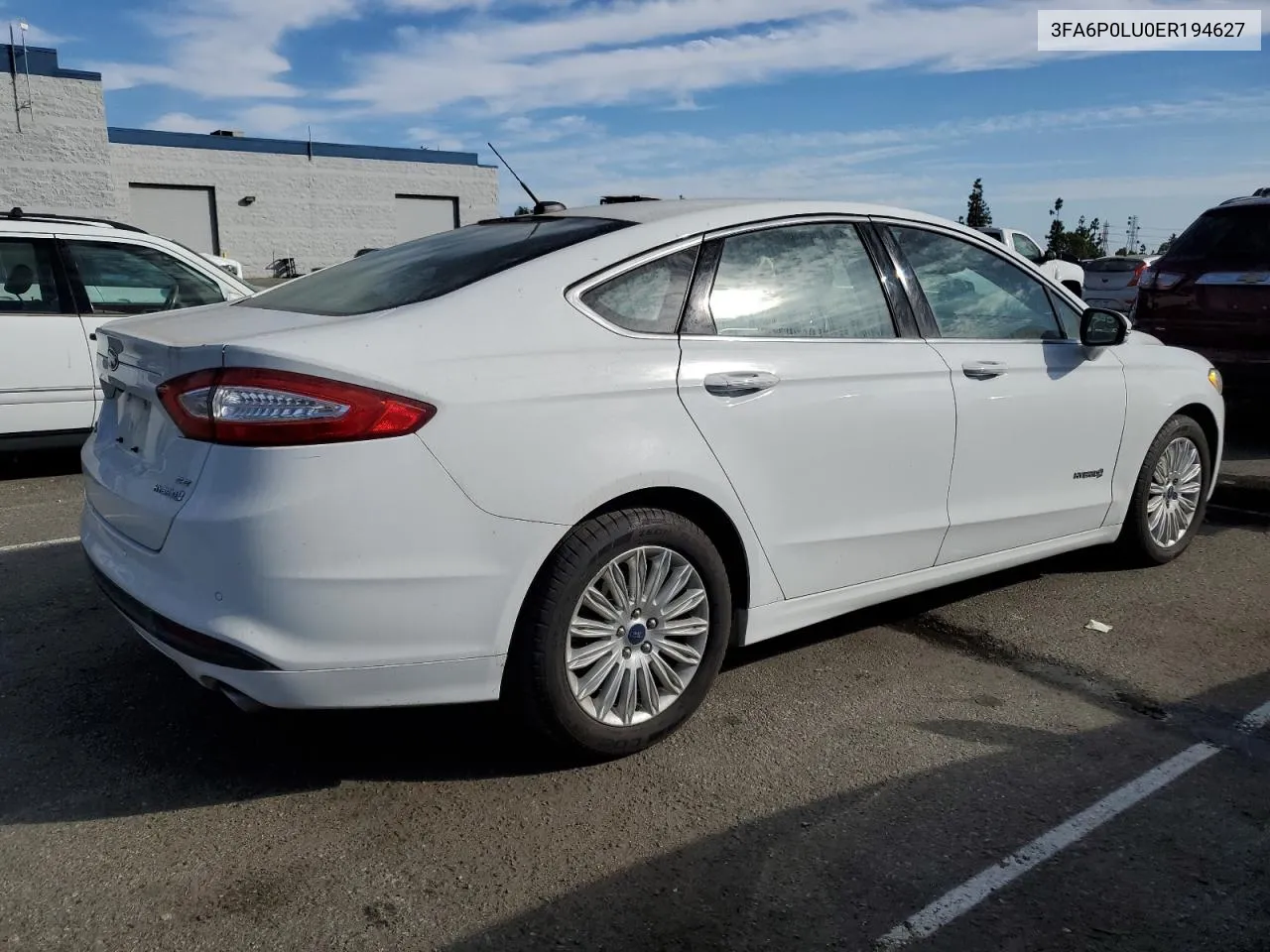 2014 Ford Fusion Se Hybrid VIN: 3FA6P0LU0ER194627 Lot: 78445764