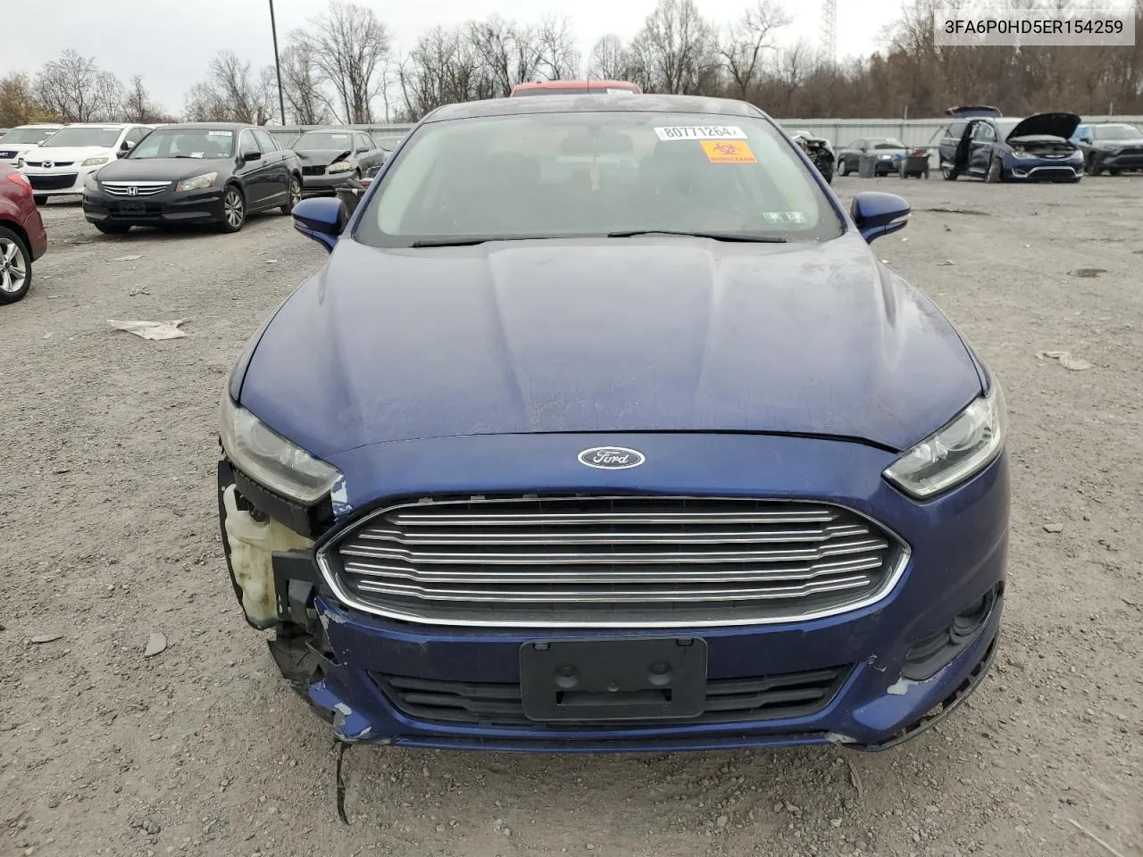 2014 Ford Fusion Se VIN: 3FA6P0HD5ER154259 Lot: 80771264