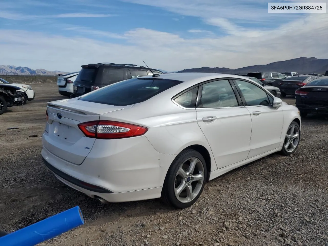 2016 Ford Fusion Se VIN: 3FA6P0H72GR384726 Lot: 44391694