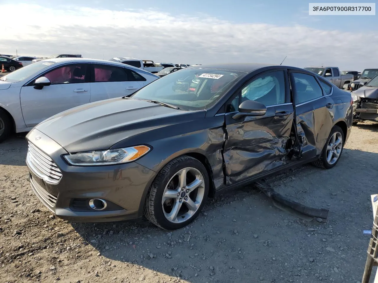 2016 Ford Fusion Se VIN: 3FA6P0T90GR317700 Lot: 47734294