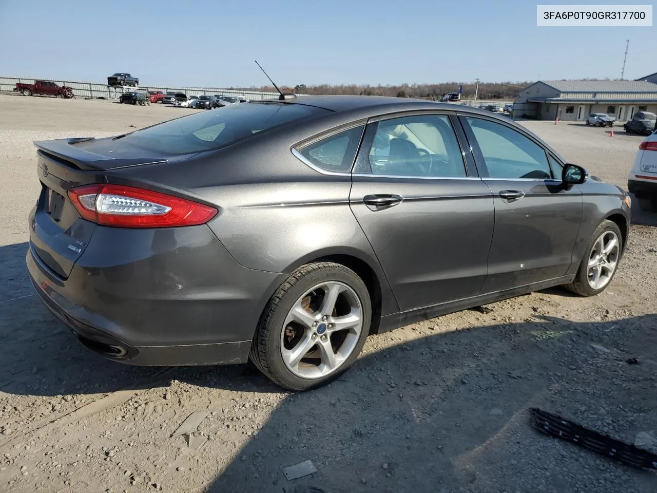 2016 Ford Fusion Se VIN: 3FA6P0T90GR317700 Lot: 47734294