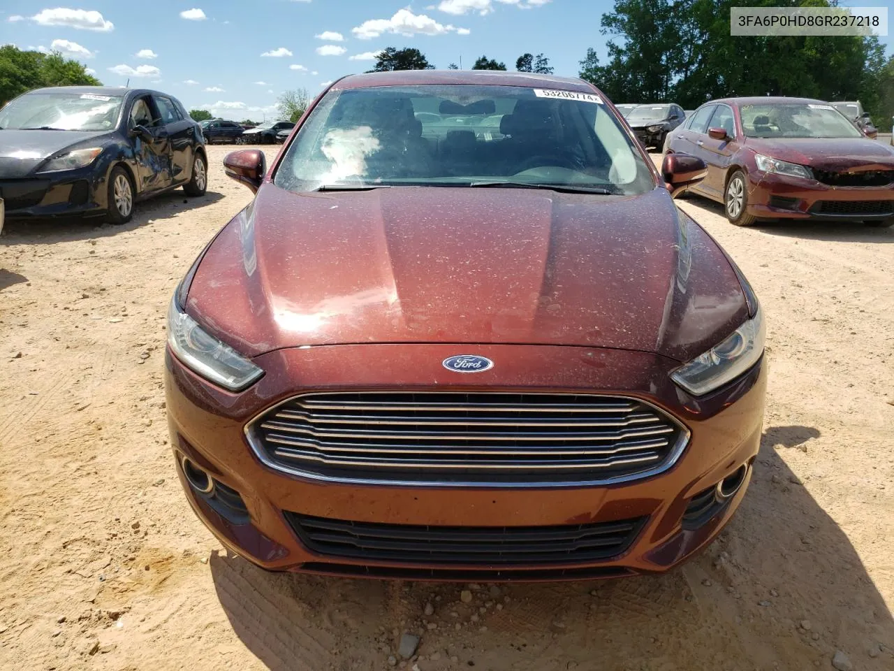 2016 Ford Fusion Se VIN: 3FA6P0HD8GR237218 Lot: 53206774