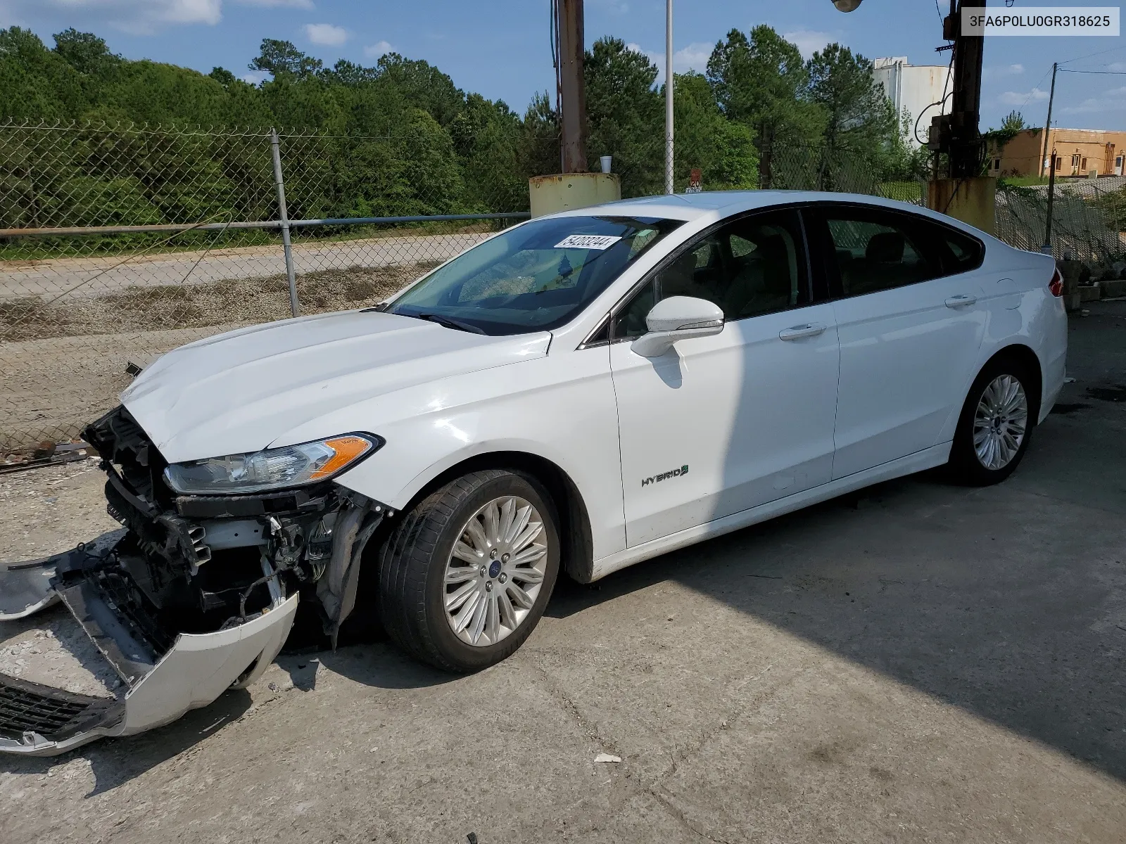 2016 Ford Fusion Se Hybrid VIN: 3FA6P0LU0GR318625 Lot: 54203244