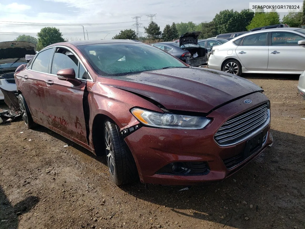 2016 Ford Fusion Titanium VIN: 3FA6P0K91GR178324 Lot: 54981004