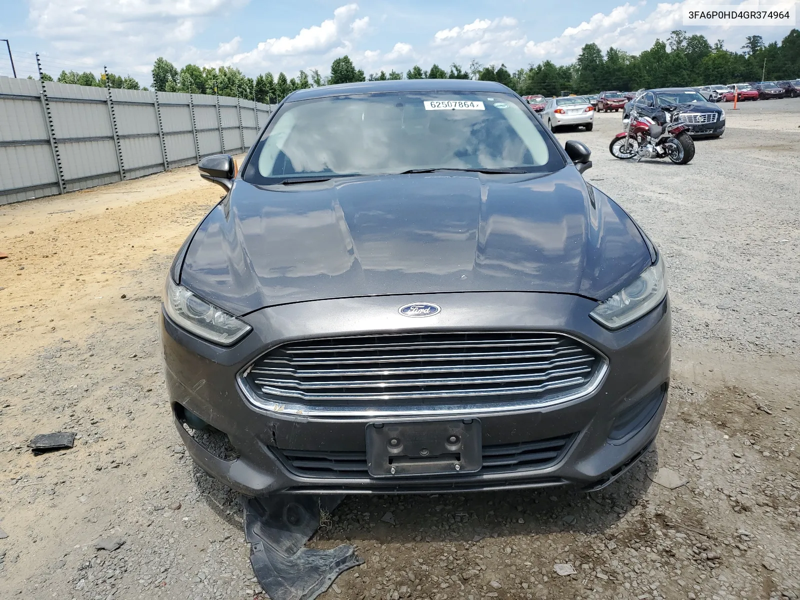 2016 Ford Fusion Se VIN: 3FA6P0HD4GR374964 Lot: 62507864