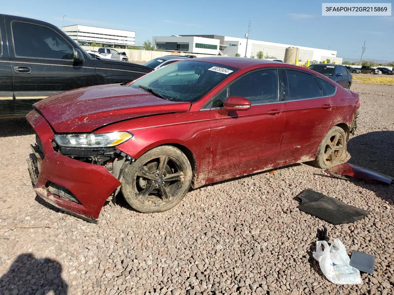 2016 Ford Fusion Se VIN: 3FA6P0H72GR215869 Lot: 69253954