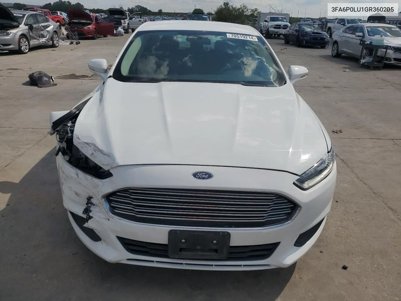 2016 Ford Fusion Se Hybrid VIN: 3FA6P0LU1GR360205 Lot: 70519214