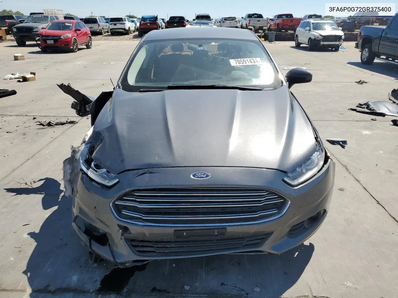 2016 Ford Fusion S VIN: 3FA6P0G72GR375400 Lot: 70591434