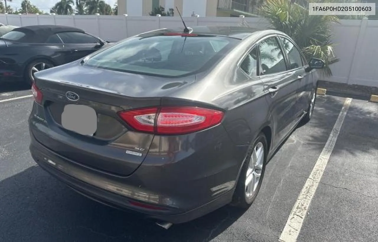 1FA6P0HD2G5100603 2016 Ford Fusion Se