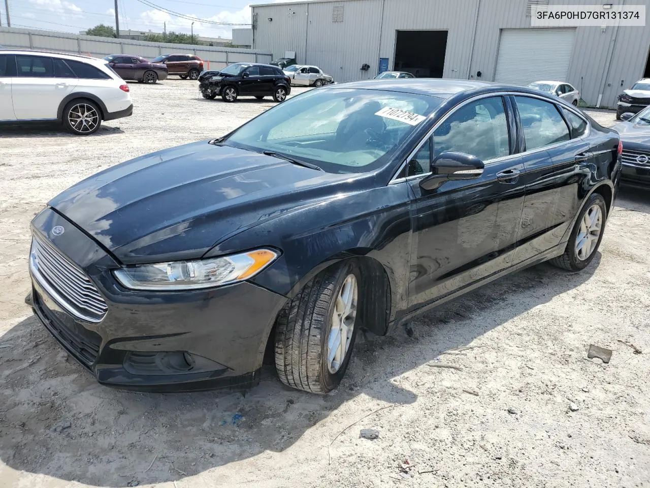 2016 Ford Fusion Se VIN: 3FA6P0HD7GR131374 Lot: 71072794