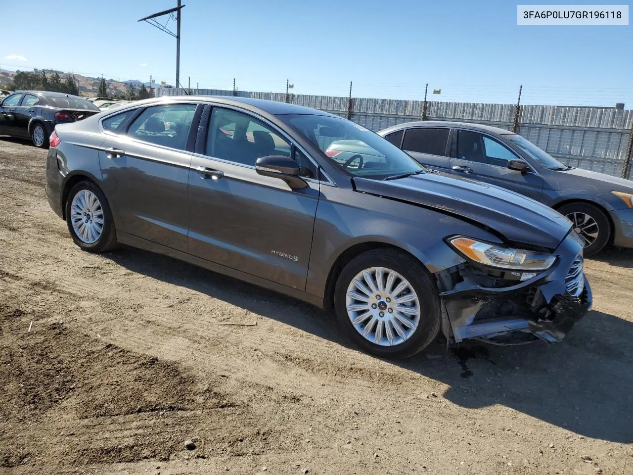 2016 Ford Fusion Se Hybrid VIN: 3FA6P0LU7GR196118 Lot: 71380194