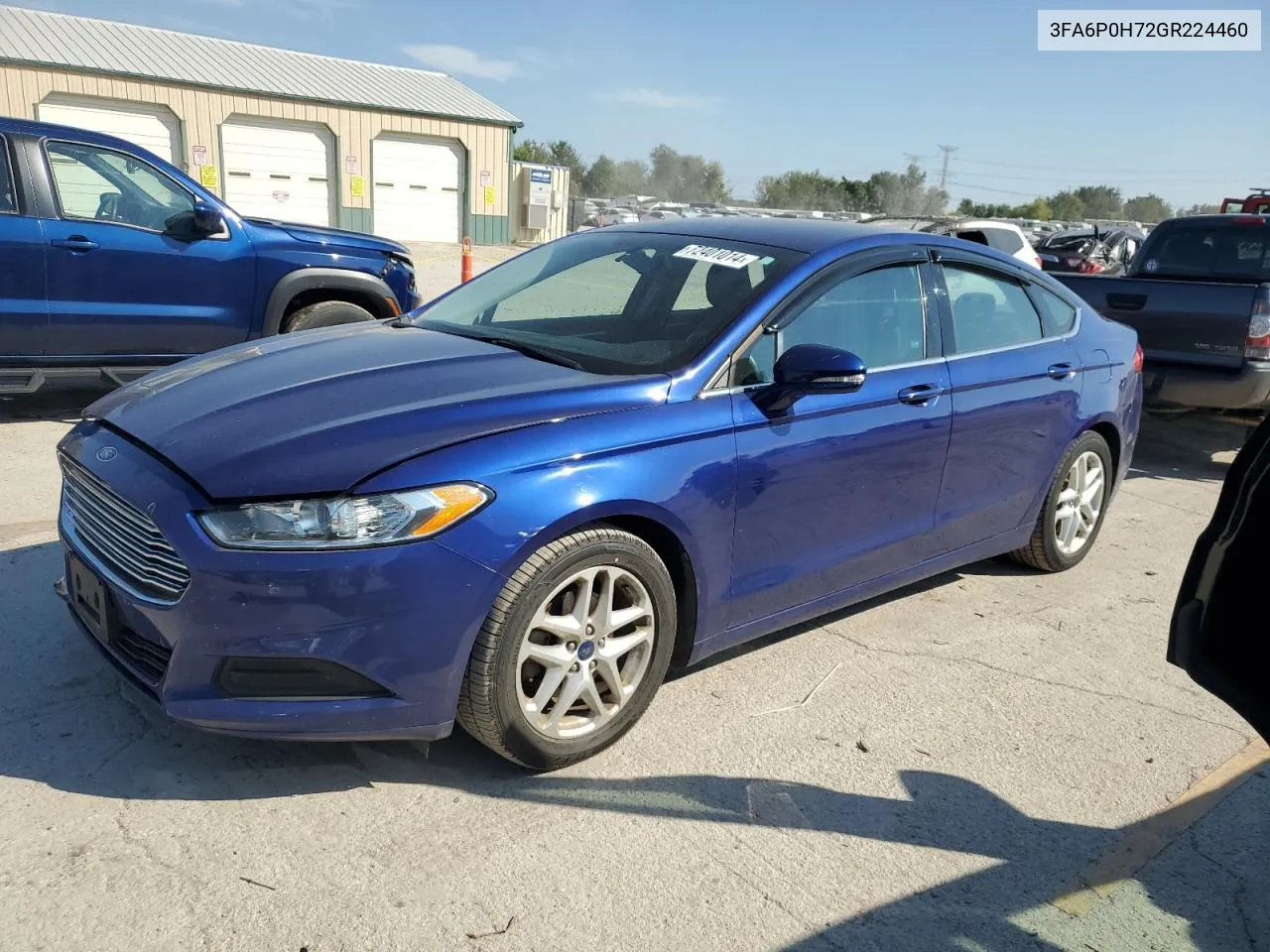 2016 Ford Fusion Se VIN: 3FA6P0H72GR224460 Lot: 72401014