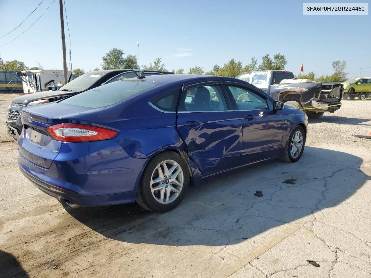 2016 Ford Fusion Se VIN: 3FA6P0H72GR224460 Lot: 72401014