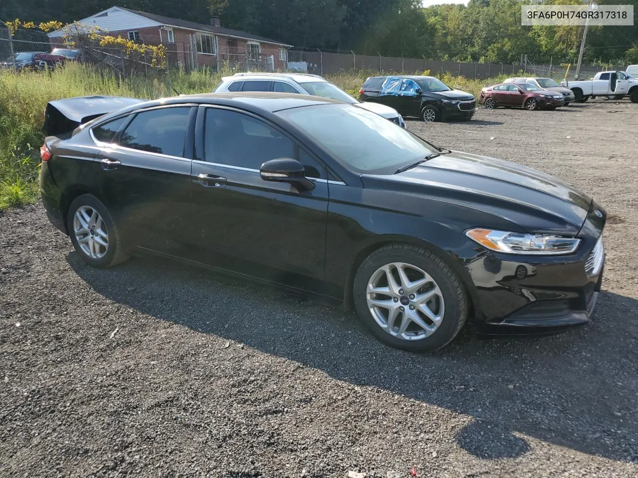 2016 Ford Fusion Se VIN: 3FA6P0H74GR317318 Lot: 72432444