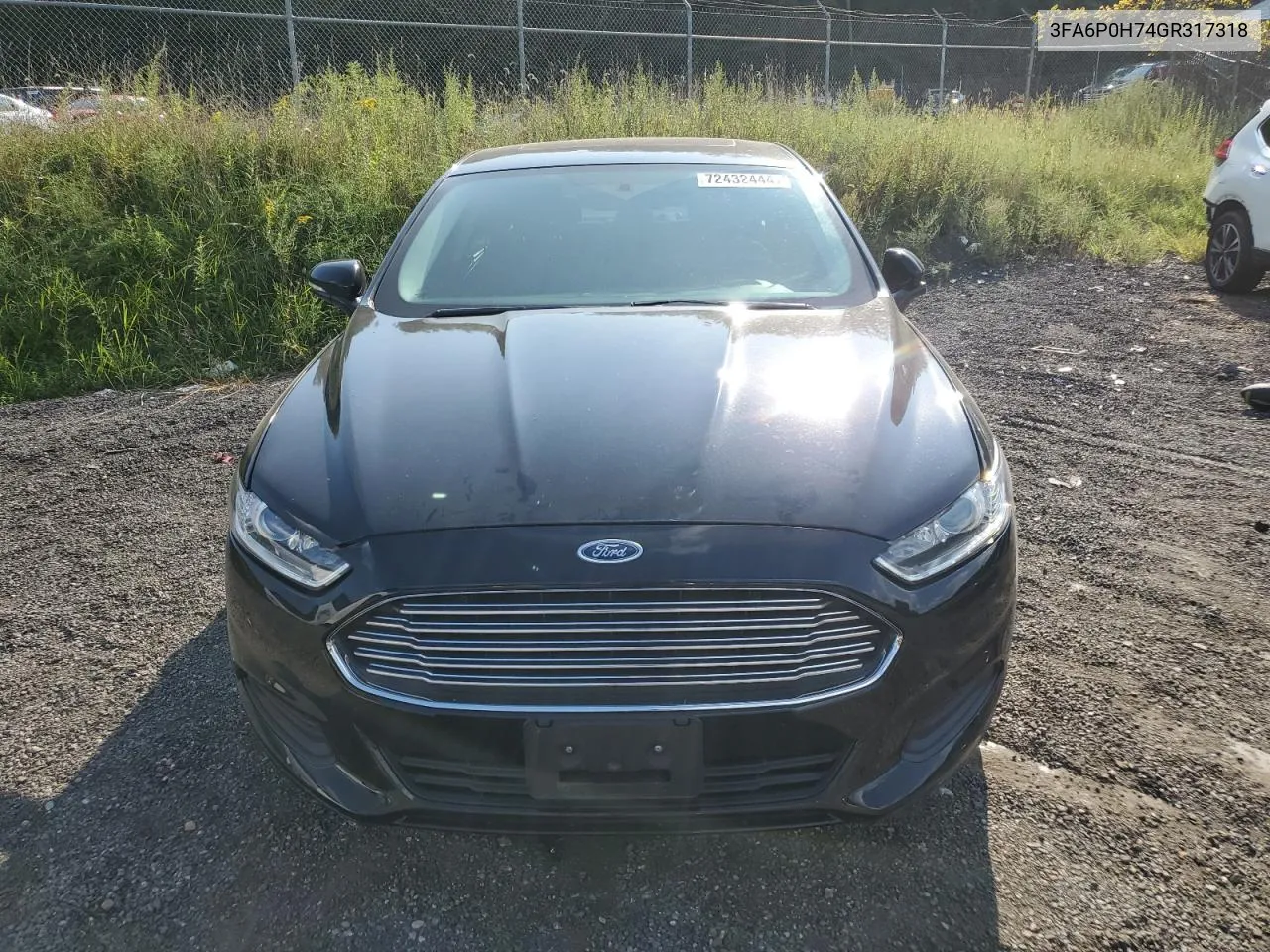 2016 Ford Fusion Se VIN: 3FA6P0H74GR317318 Lot: 72432444