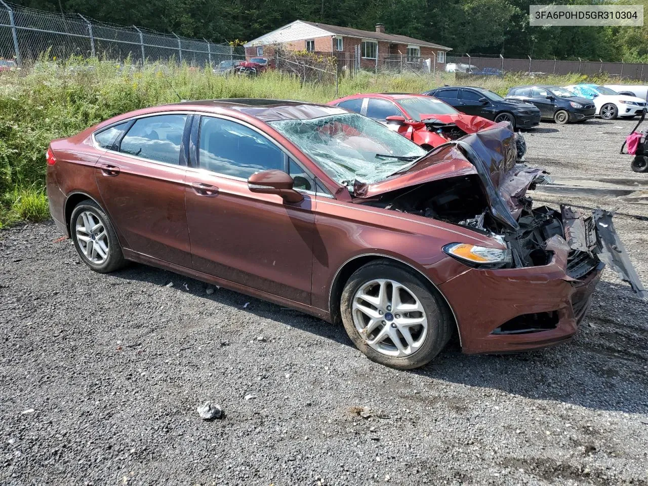 2016 Ford Fusion Se VIN: 3FA6P0HD5GR310304 Lot: 73874044