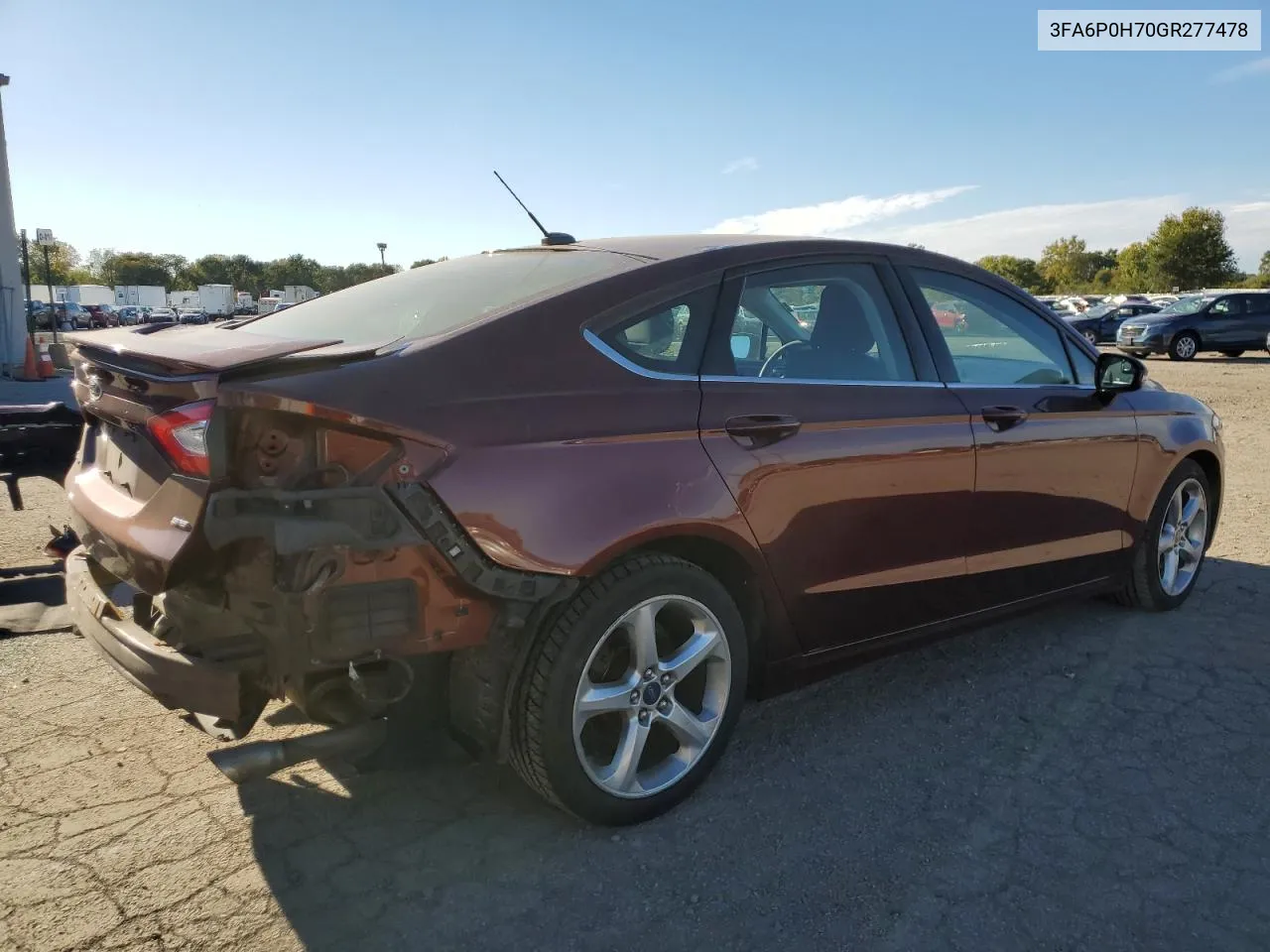 2016 Ford Fusion Se VIN: 3FA6P0H70GR277478 Lot: 74802504