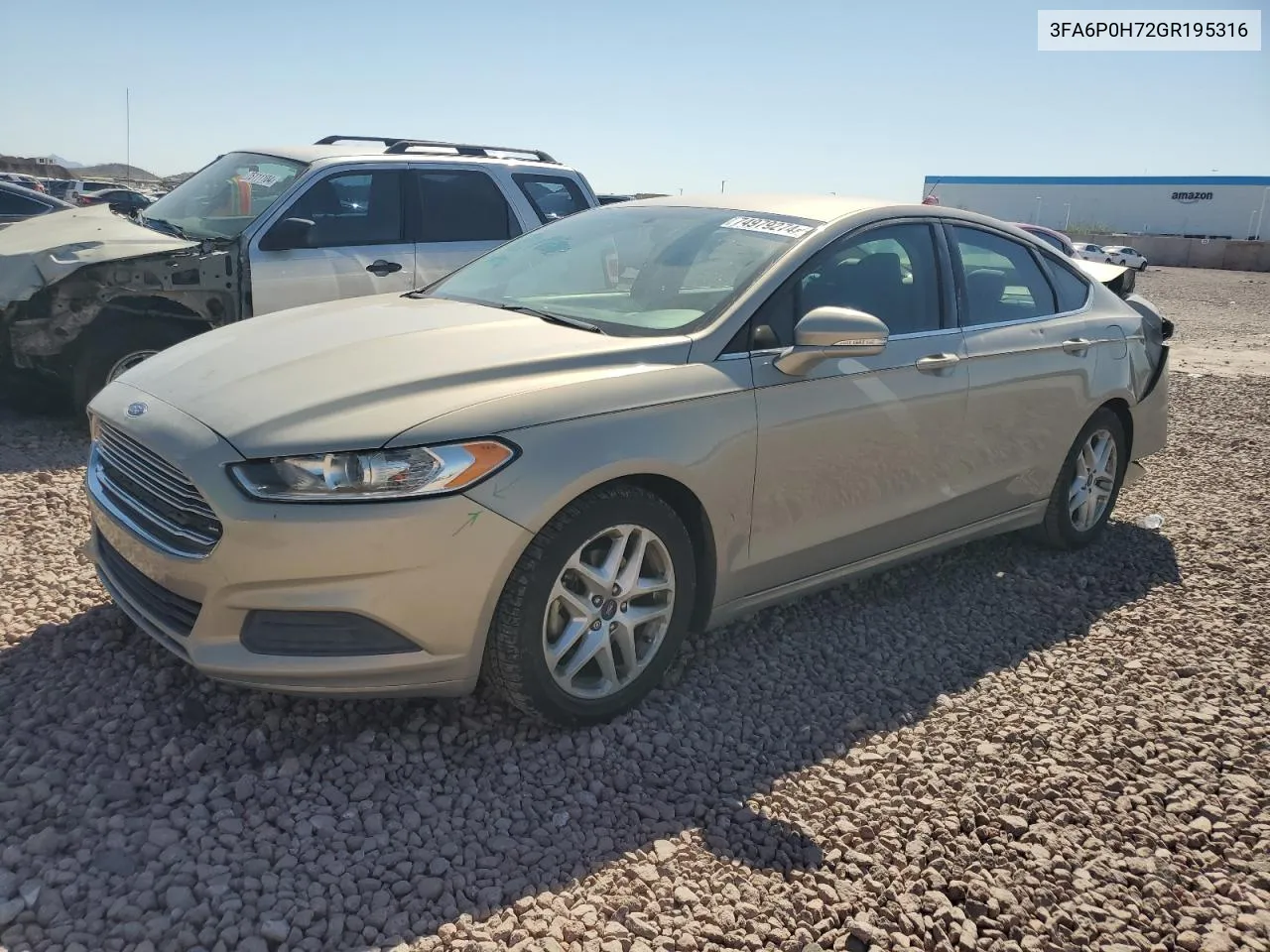 2016 Ford Fusion Se VIN: 3FA6P0H72GR195316 Lot: 74979274