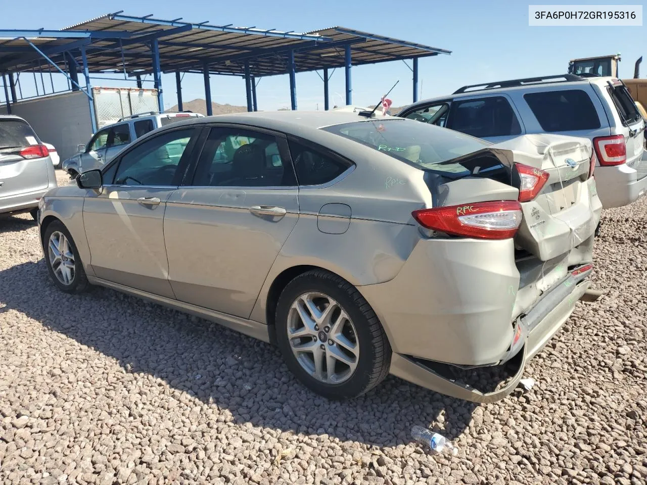 2016 Ford Fusion Se VIN: 3FA6P0H72GR195316 Lot: 74979274