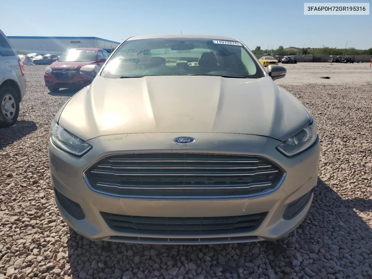 2016 Ford Fusion Se VIN: 3FA6P0H72GR195316 Lot: 74979274