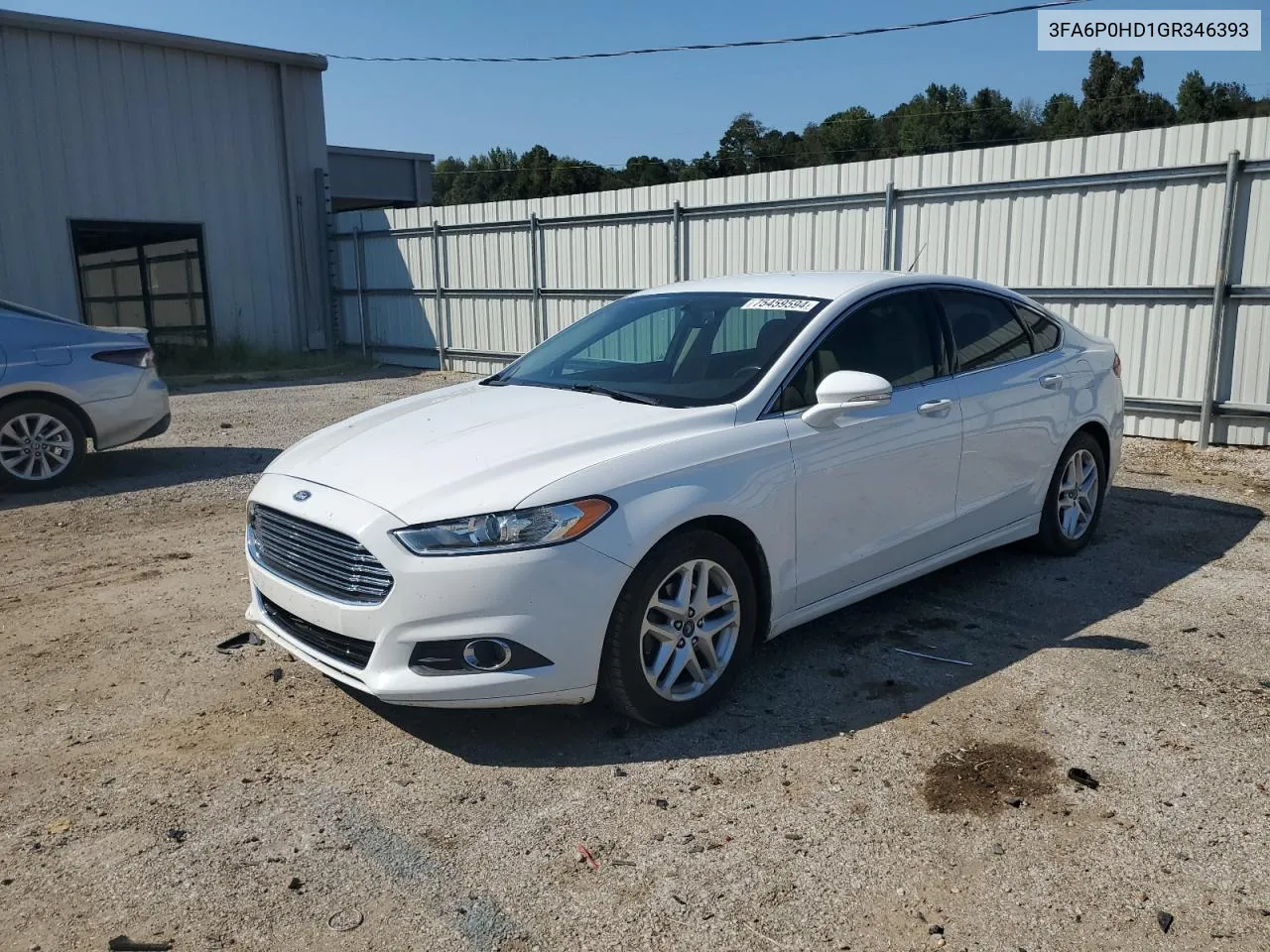 2016 Ford Fusion Se VIN: 3FA6P0HD1GR346393 Lot: 75459594