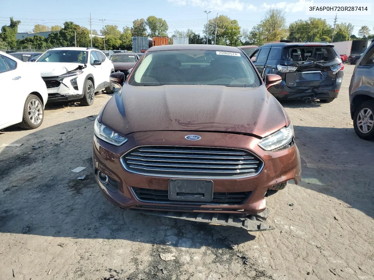 2016 Ford Fusion Se VIN: 3FA6P0H72GR287414 Lot: 75902574