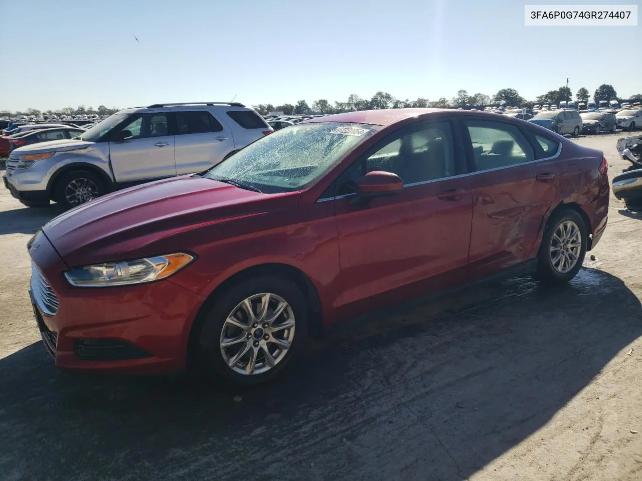 2016 Ford Fusion S VIN: 3FA6P0G74GR274407 Lot: 77222054