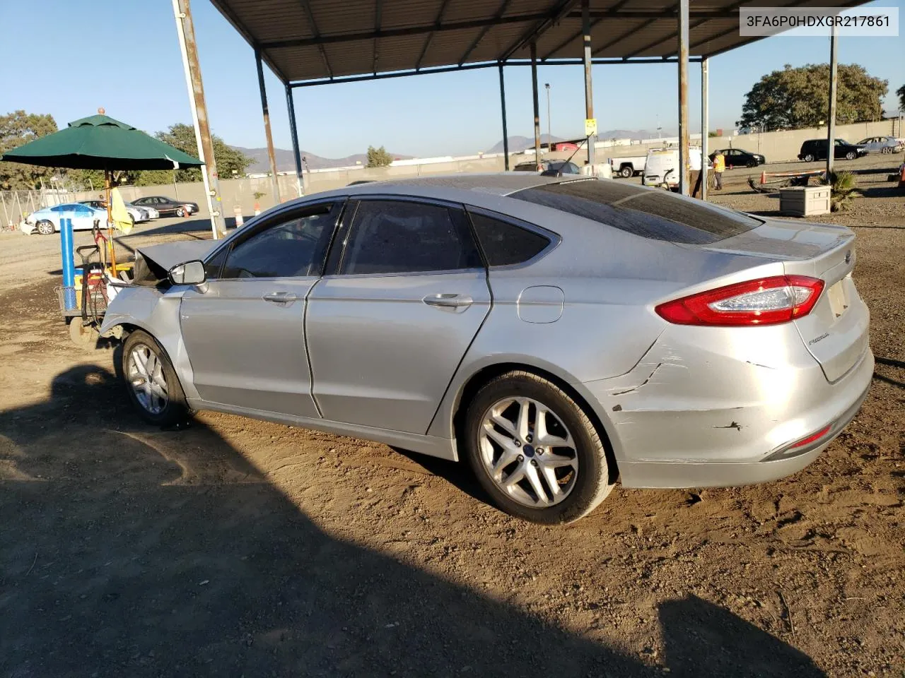 2016 Ford Fusion Se VIN: 3FA6P0HDXGR217861 Lot: 77232214