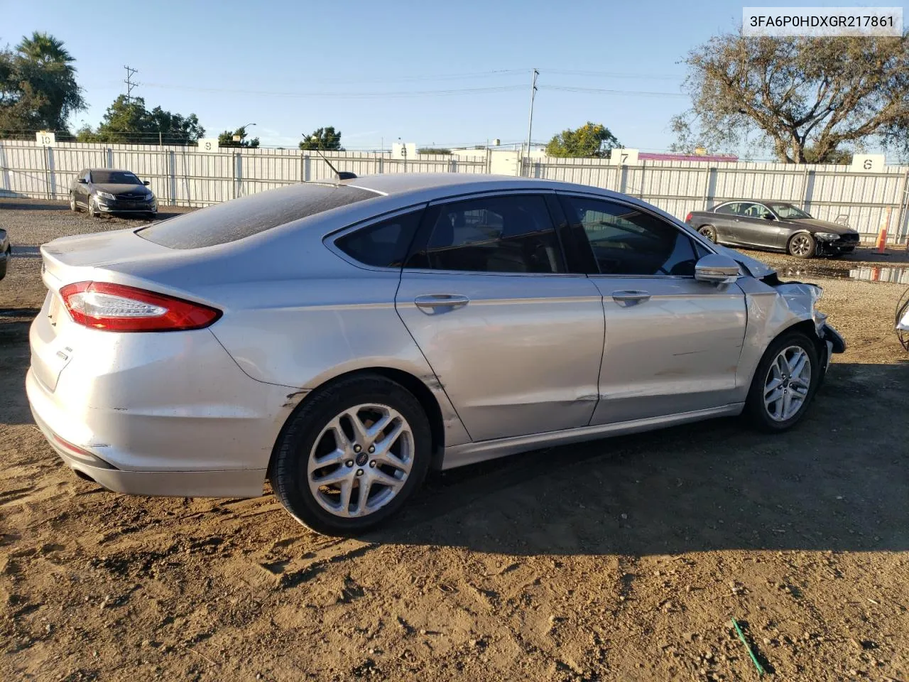 2016 Ford Fusion Se VIN: 3FA6P0HDXGR217861 Lot: 77232214