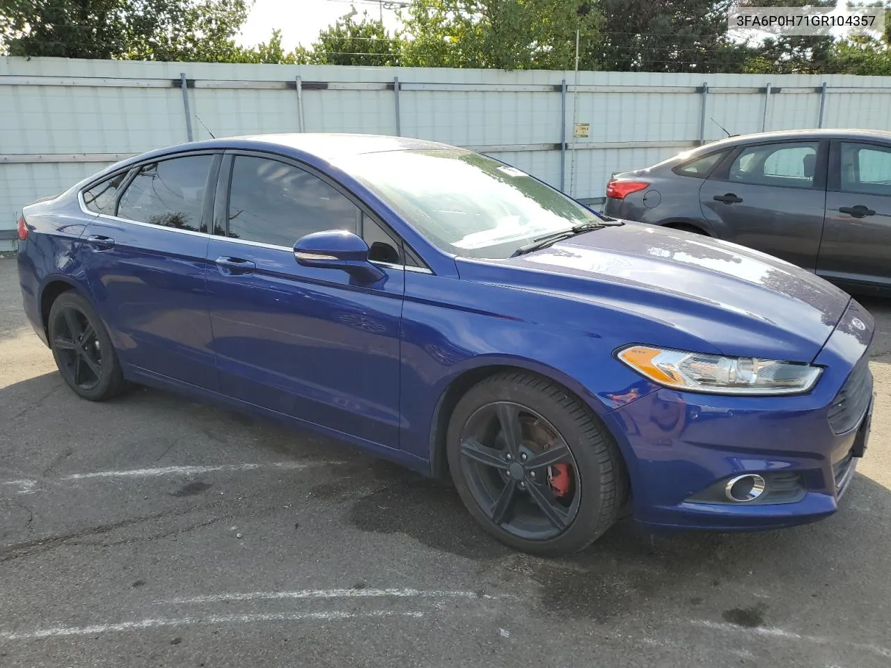 2016 Ford Fusion Se VIN: 3FA6P0H71GR104357 Lot: 77594044