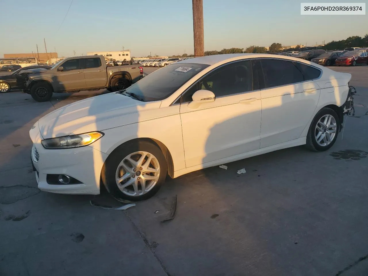 2016 Ford Fusion Se VIN: 3FA6P0HD2GR369374 Lot: 77766694