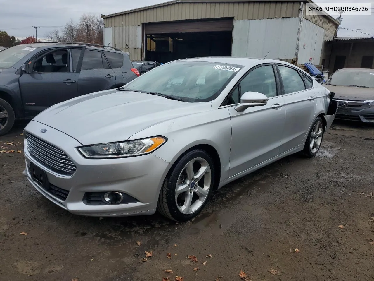 2016 Ford Fusion Se VIN: 3FA6P0HD2GR346726 Lot: 77769084