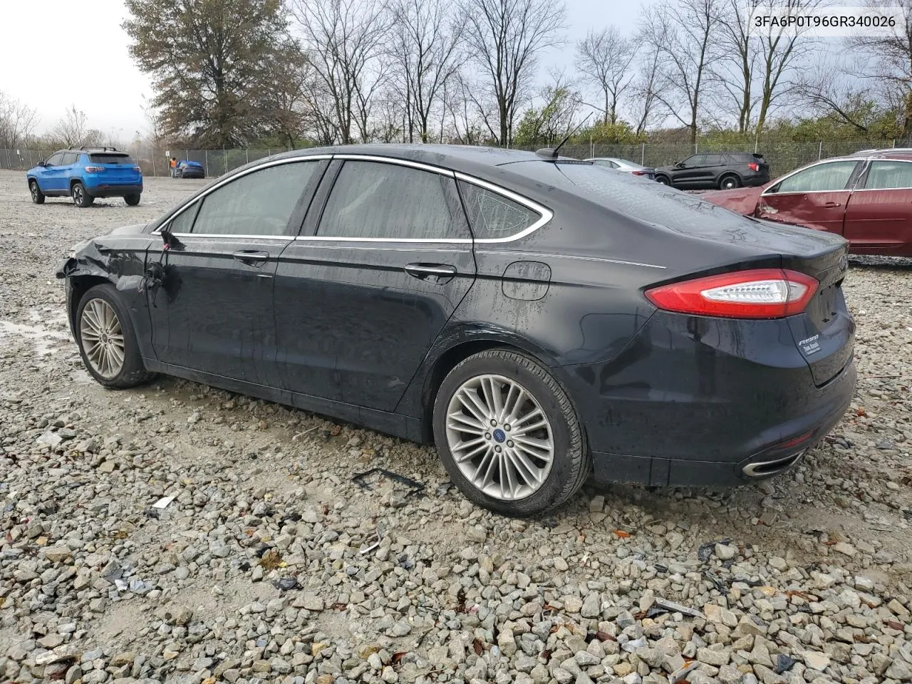 2016 Ford Fusion Se VIN: 3FA6P0T96GR340026 Lot: 77839554