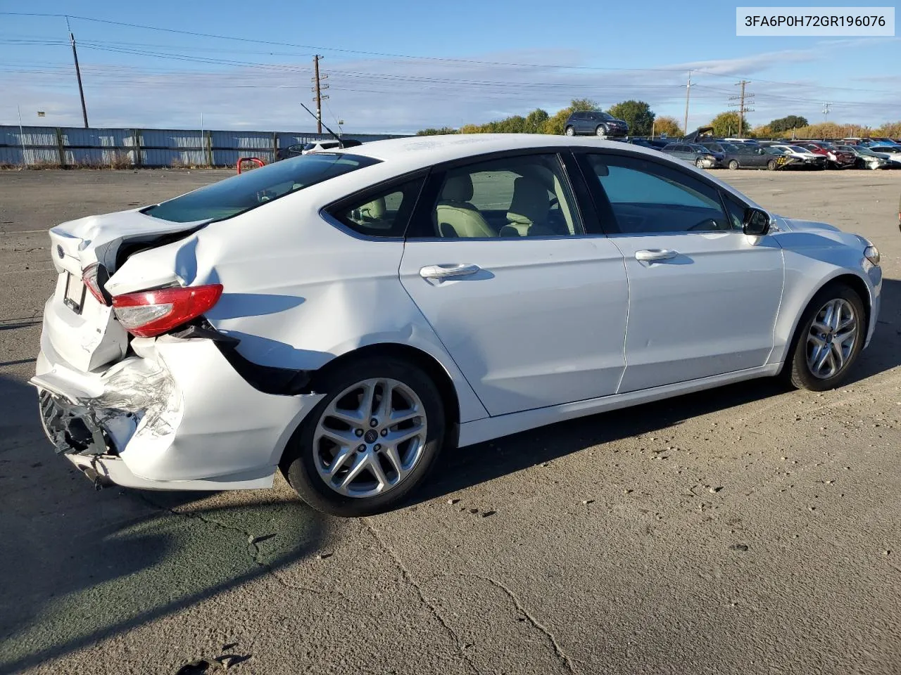 2016 Ford Fusion Se VIN: 3FA6P0H72GR196076 Lot: 78285274