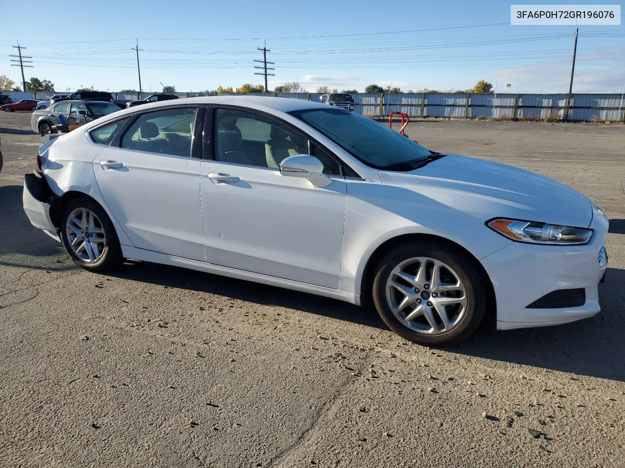 2016 Ford Fusion Se VIN: 3FA6P0H72GR196076 Lot: 78285274