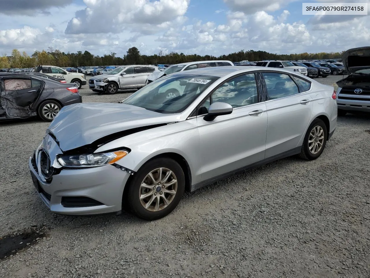 2016 Ford Fusion S VIN: 3FA6P0G79GR274158 Lot: 78846794