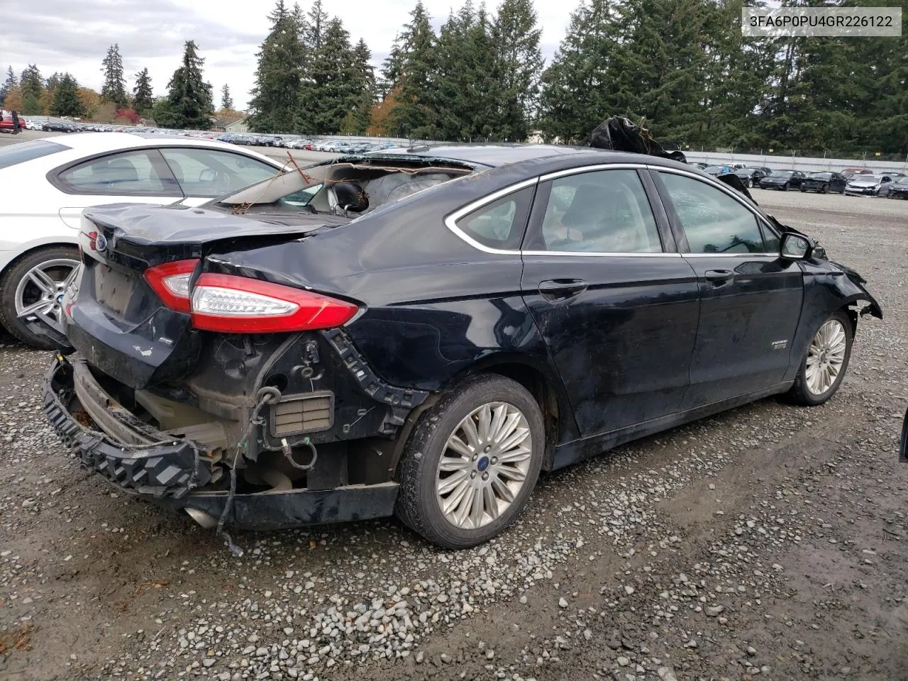 2016 Ford Fusion Se Phev VIN: 3FA6P0PU4GR226122 Lot: 78874694