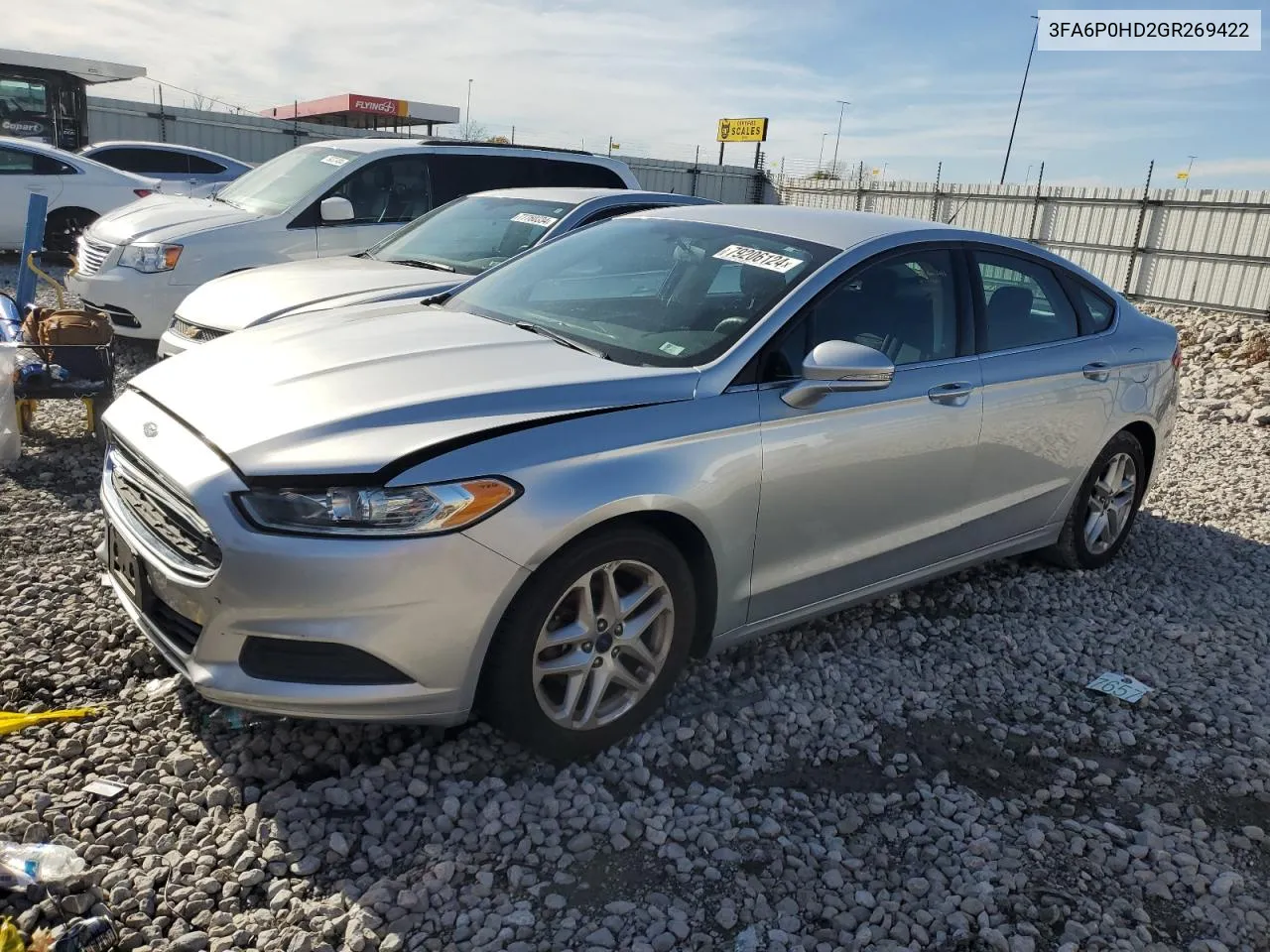 2016 Ford Fusion Se VIN: 3FA6P0HD2GR269422 Lot: 79206124