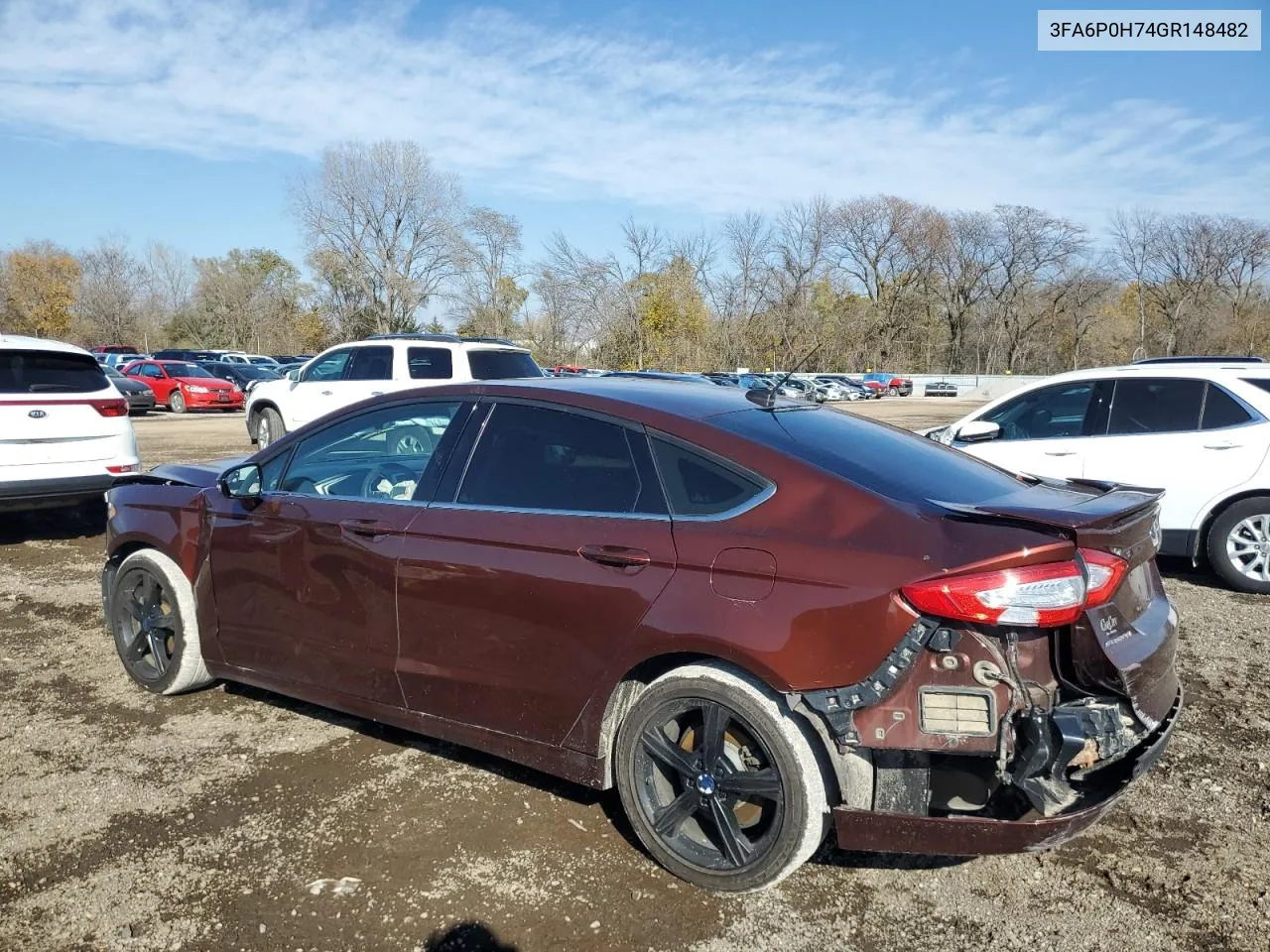 2016 Ford Fusion Se VIN: 3FA6P0H74GR148482 Lot: 79355084