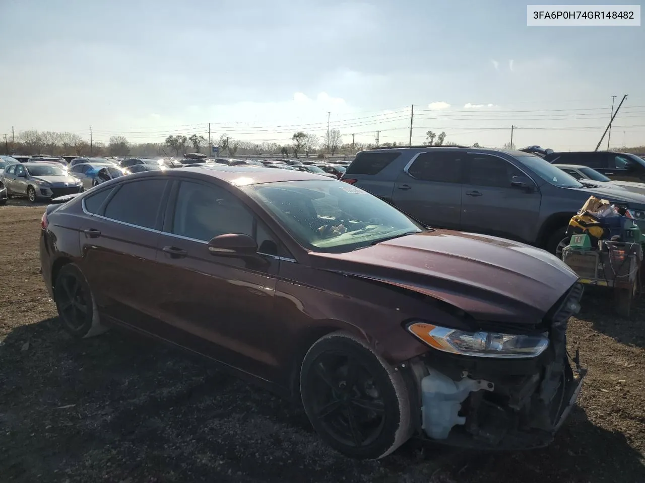 2016 Ford Fusion Se VIN: 3FA6P0H74GR148482 Lot: 79355084