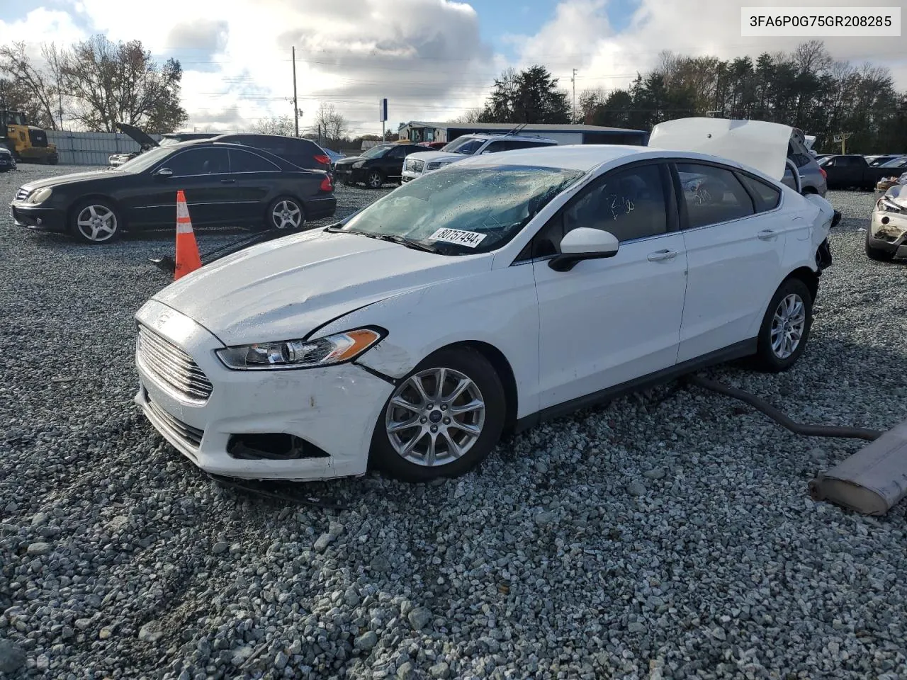 2016 Ford Fusion S VIN: 3FA6P0G75GR208285 Lot: 80757494