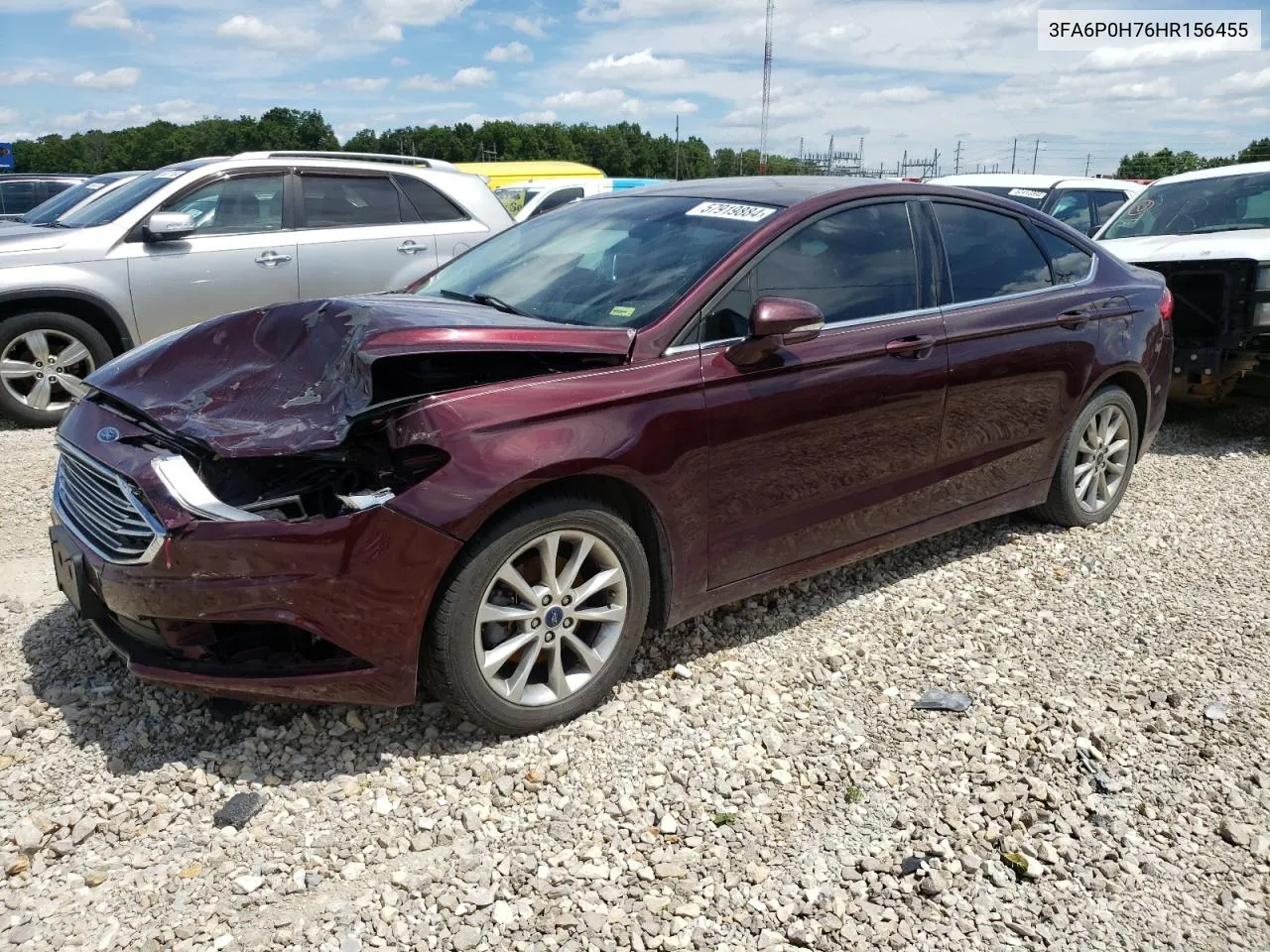 2017 Ford Fusion Se VIN: 3FA6P0H76HR156455 Lot: 57919884