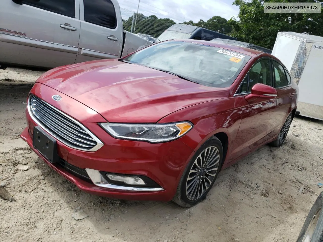 2017 Ford Fusion Se VIN: 3FA6P0HDXHR198973 Lot: 60270184