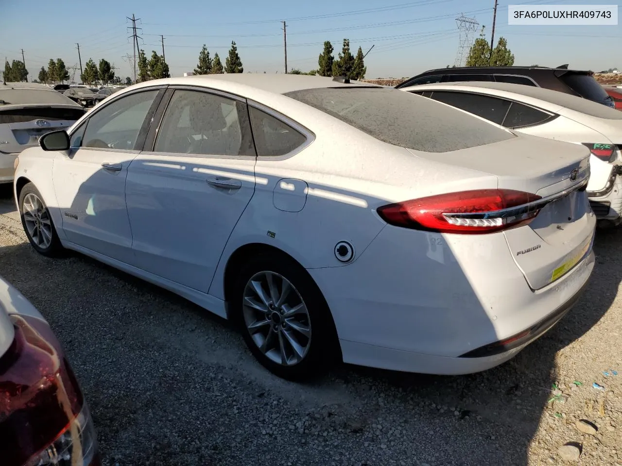 2017 Ford Fusion Se Hybrid VIN: 3FA6P0LUXHR409743 Lot: 61118164