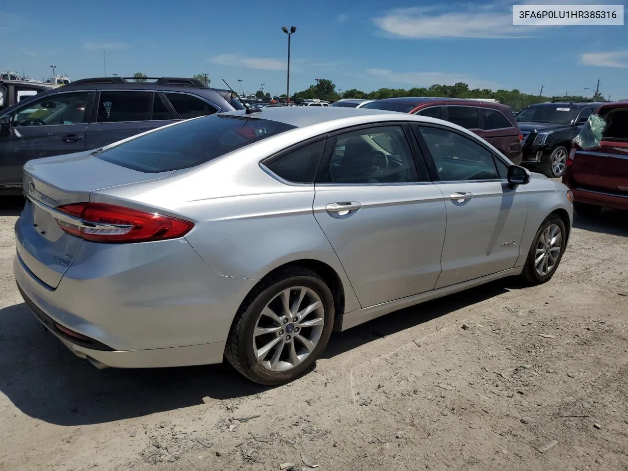 2017 Ford Fusion Se Hybrid VIN: 3FA6P0LU1HR385316 Lot: 61402634