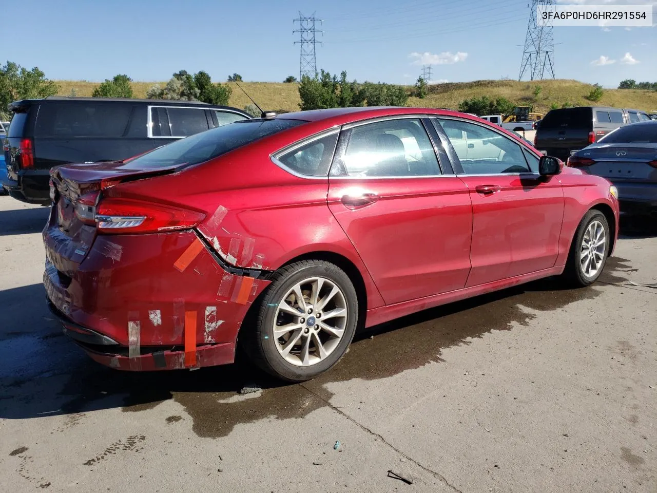 2017 Ford Fusion Se VIN: 3FA6P0HD6HR291554 Lot: 64850633