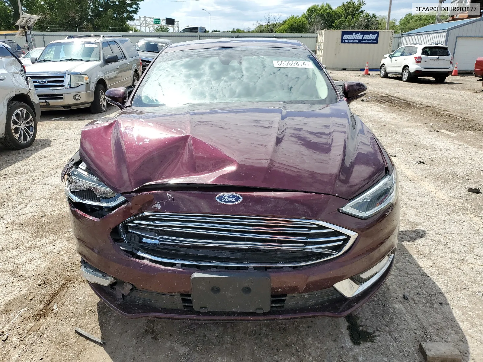 2017 Ford Fusion Se VIN: 3FA6P0HD8HR203877 Lot: 66569874