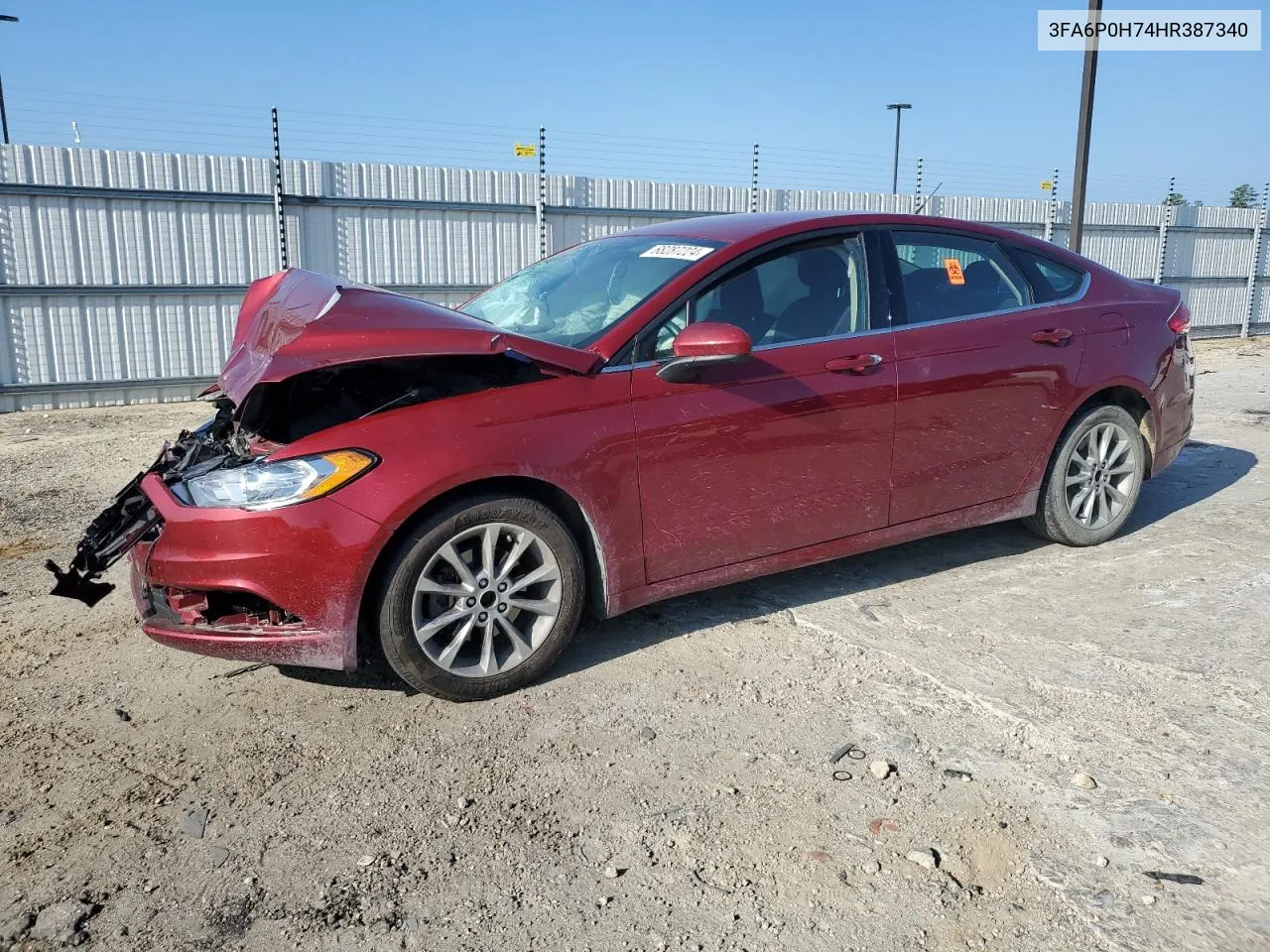 2017 Ford Fusion Se VIN: 3FA6P0H74HR387340 Lot: 68287224