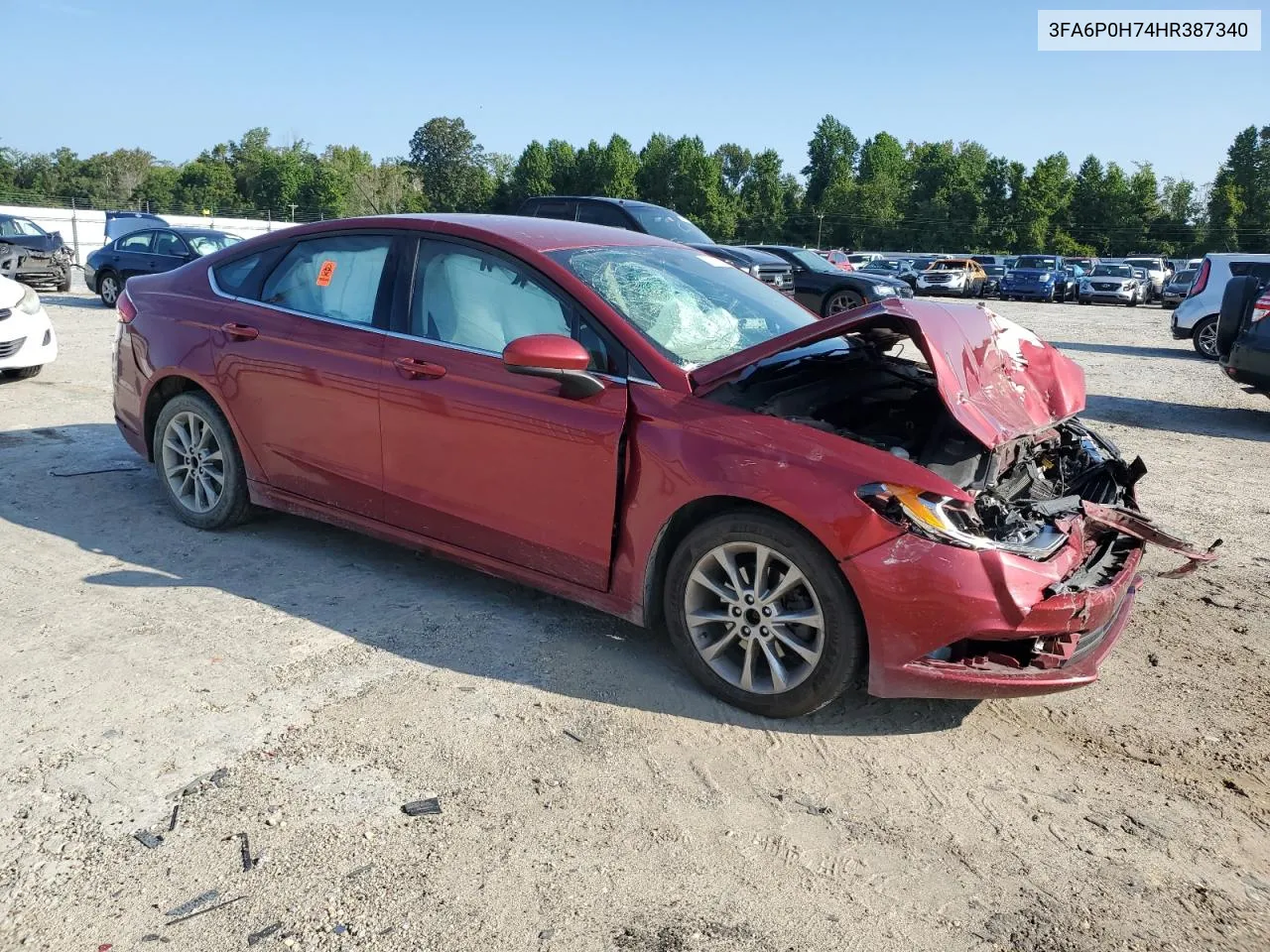 2017 Ford Fusion Se VIN: 3FA6P0H74HR387340 Lot: 68287224